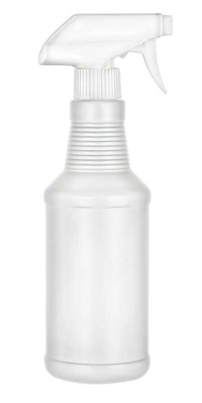 16 oz. White Round Carafe Opaque HDPE 28-410 Plastic Bottle-White Trigger Sprayer