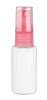 1 oz. White 18-415 White Cylinder Round PET Plastic Bottle-Pink FM Sprayer-Pink Hood