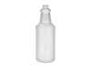 32 oz. White Round Carafe Style HDPE 28-400 Trigger Semi-Opaque Plastic Bottle w/ Black Mixor-1 Trigger Sprayer