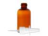 2 oz. Amber Translucent PET (BPA Free) 20-410 Plastic Boston Round Bottle-White Nasal Sprayer 3 1/2 in. diptube