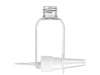 2 oz. Clear PET (BPA Free) 20-410 Plastic Boston Round Bottle-White Nasal Sprayer 3 1/2 in. diptube