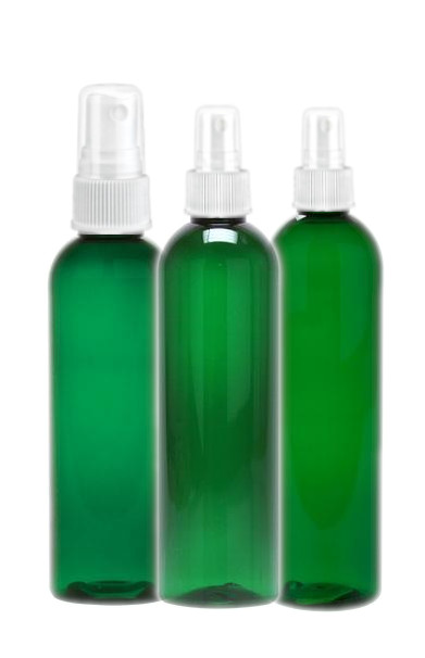  Wholesale green plastic bottles for making bath products.  Lotion-soap bottle in a green semi-translucent PET bullet round bottle offered in a 1, 2, 4 & 8 oz. size. 