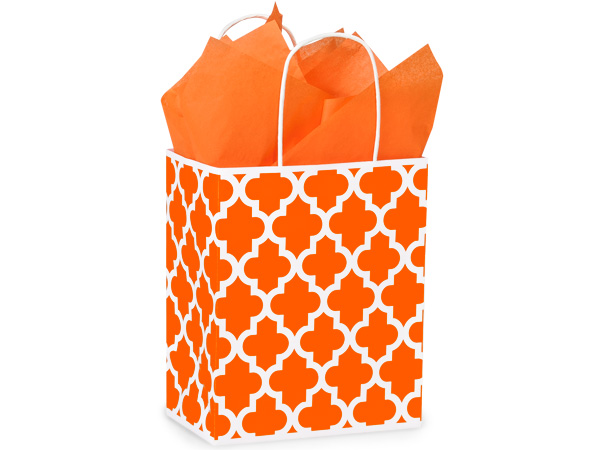 8 in. x 4.75 in. x 10 in. Medium (Cub) Orange Geo Graphics Print Ba