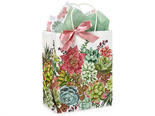 8 in. x 4.75 in. x 10 in. Medium (Cub) Succulent Garden Paper Gift Bag