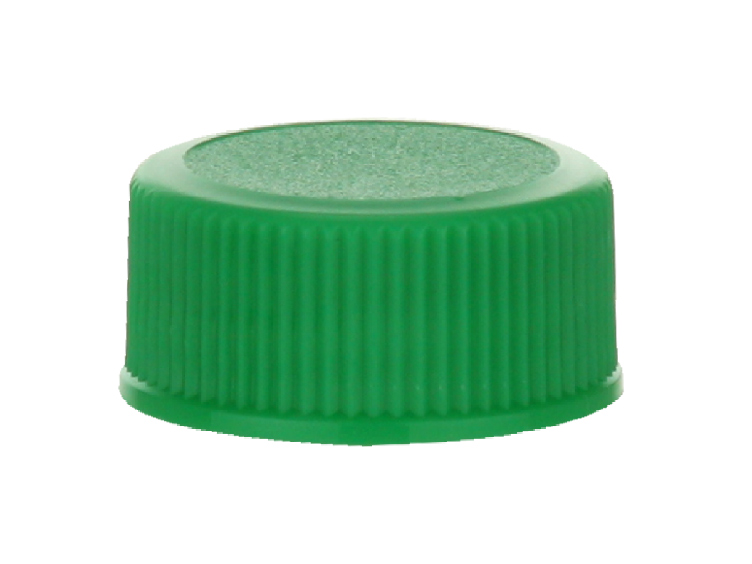 20-400 Green Non Dispensing Ribbed Bottle Cap w/ Stipple Top & F-217 Liner