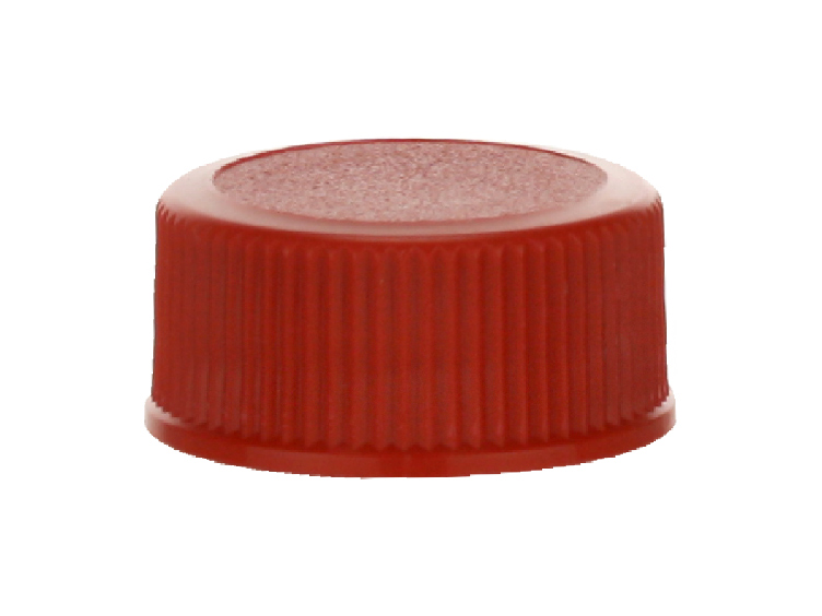 20-400 Red Non dispensing Ribbed Bottle Cap w/ Stipple Top & F-217 Liner