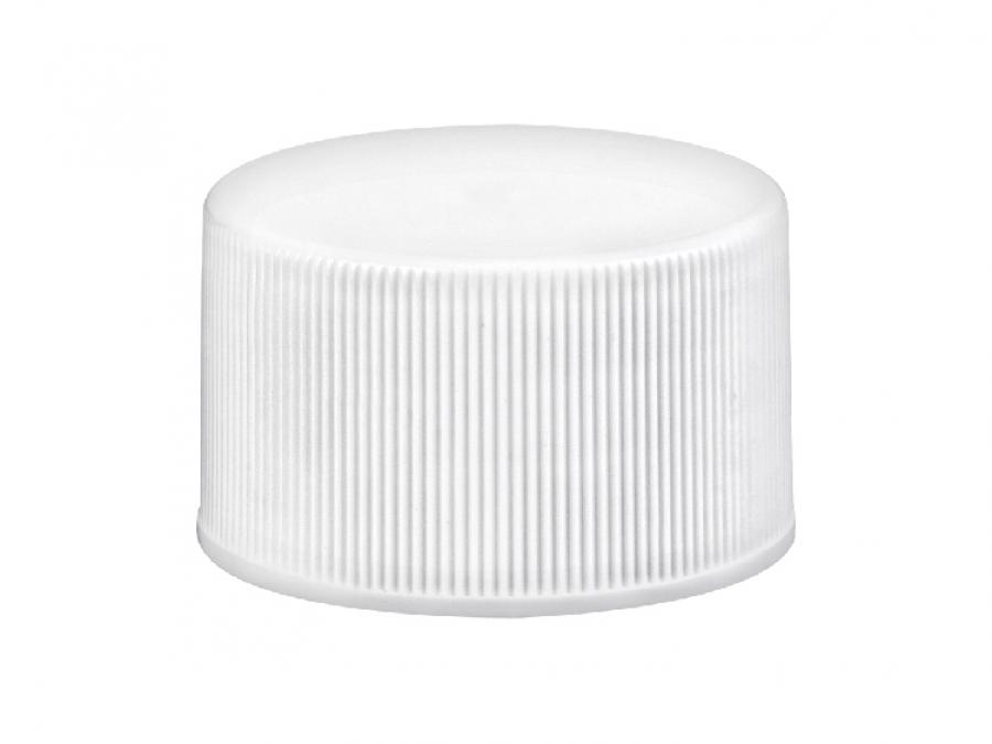 20-410 White Ribbed PP Plastic CT Cap-Smooth Top- PEFM Liner