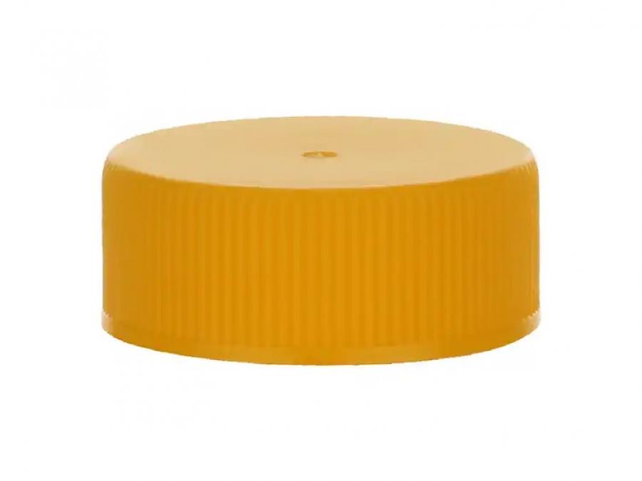 28-400 Orange Yellow Ribbed PP Plastic CT Bottle Cap-Smooth Top-HS Pulp Liner