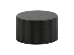 28-410 Black Ribbed PP Plastic Non Dispensing Bottle Cap-F-217 Liner-Stipple Top-Berry
