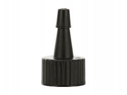 20-410 Black Ribbed Yorker PP Plastic Dispensing Bottle Cap-.035 in. Orif-Black Tip Cover