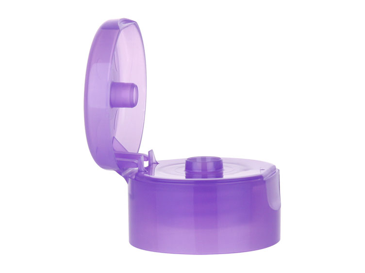 22-400 Purple Translucent Dispensing Flip Top PP Plastic Bottle Cap w/ .250 in. Orifice & 1.5 in. Diameter (Surplus)