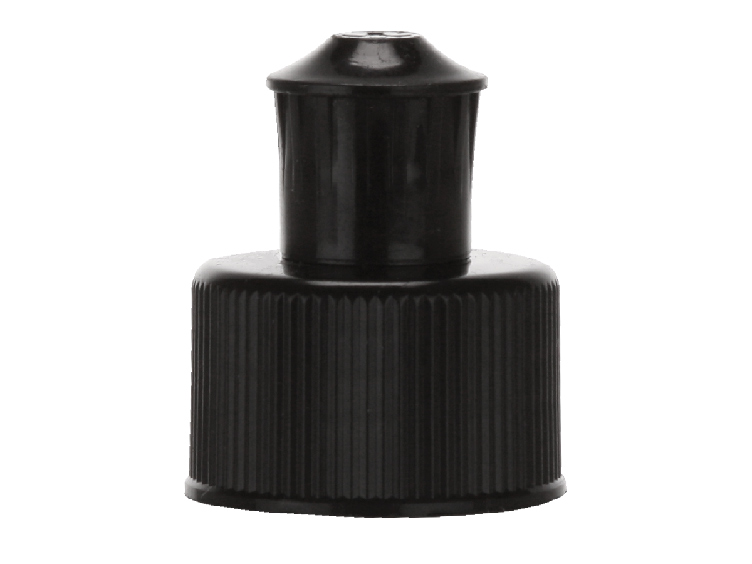 24410 Black Ribbed PushPull PP Plastic Dispensing Bottle Cap w/ XC