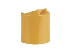 24-410 Creamy Yellow Dispensing Disc Top PP Plastic F Style Bottle Cap-.305 in. Orif