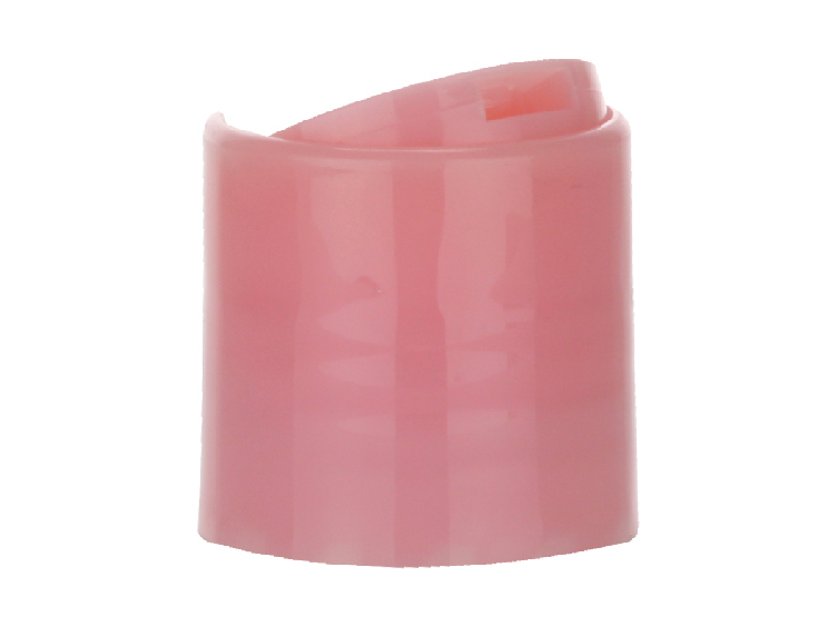 28-410 Pink PP Plastic Dispensing Disc-Top F Style Smooth Bottle Cap-.335 in. Orifice-HS Liner