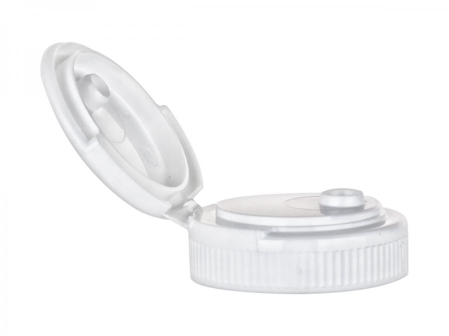 33-400 White Ribbed Flip Top Dispensing Bottle Cap-.255 Orifice