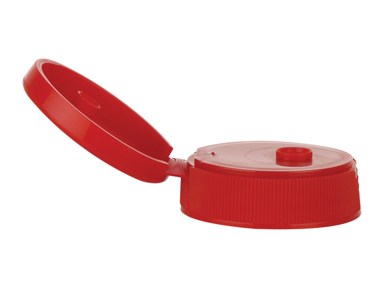 38400 Red Ribbed Flip Top Dispensing PP Plastic Bottle Cap w/ .250