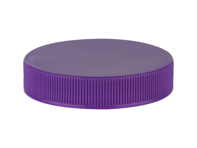 53-400 Purple Flat Ribbed PP Plastic Non Dispensing Jar Cap w/ Smooth Top & Liner-less