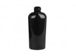 6 oz. Black Opaque 24-410 PET Shiny Cosmo Oval Plastic Bottle-Dispensing Cap