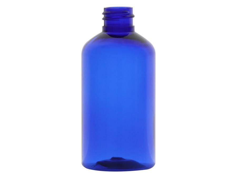 3.33 oz. Blue 20-410 PET Plastic Semi-Translucent 100 ML Boston Round Bottle