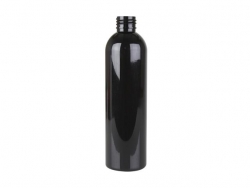 8 oz. Black 24-410 Round Bullet PET Shiny Opaque Plastic Bottle (Silgan)