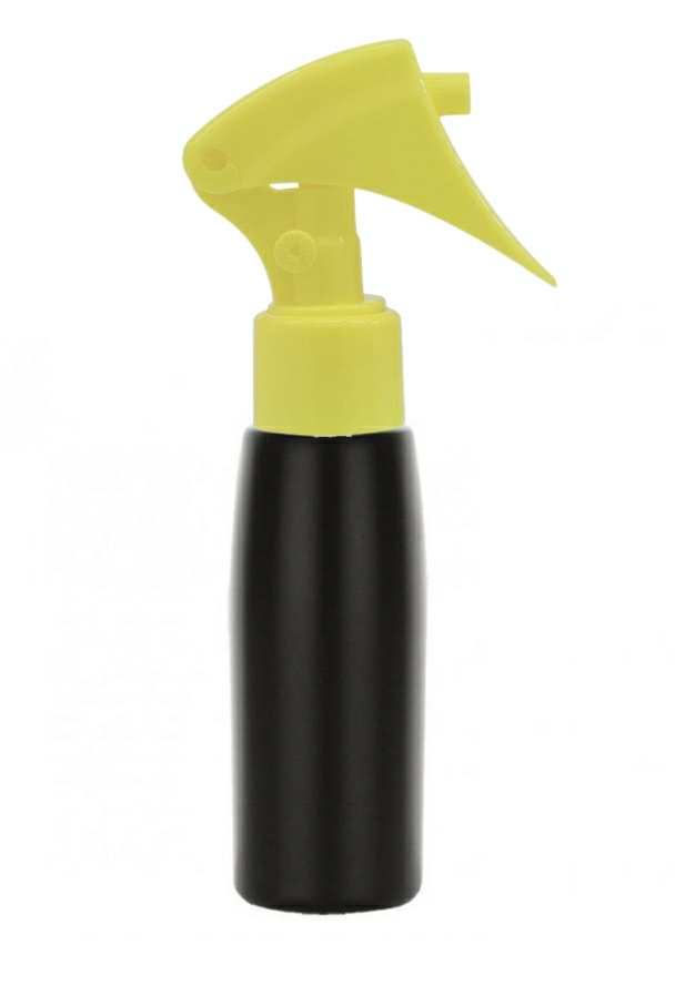2 oz. Black 24-410 Tapered Round Opaque HDPE Plastic Bullet Bottle-Mini Trigger