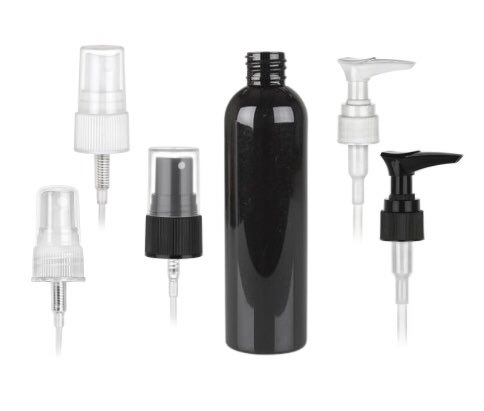 black plastic spray bottles