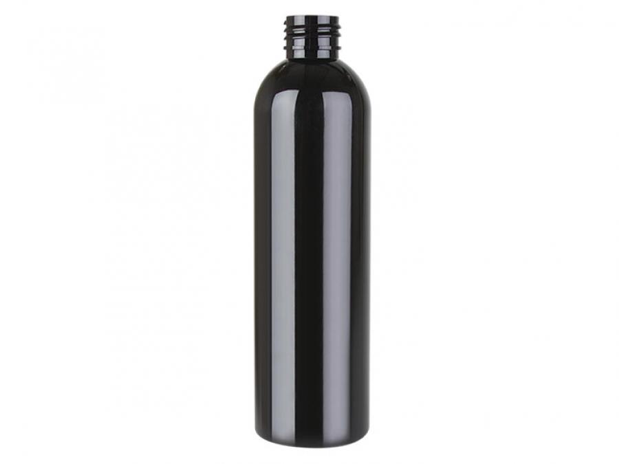 8 oz. Black 24-410 PET (BPA Free) Opaque Bullet Round Plastic Bottle-Pump or FM Sprayer (Silgan)