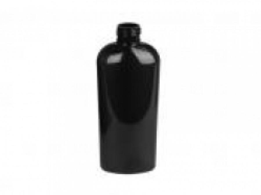 8 oz. Black Cosmo Oval PET (BPA Free) Shiny Opaque 24-410 Plastic Bottle-Dispensing Cap