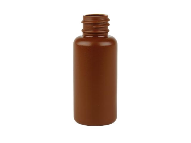 1 oz. Brown 20-410 Opaque HDPE Plastic Boston Round Bottle
