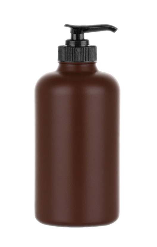 8 oz. Brown 28-400 HDPE Plastic Opaque Boston Rd Bottle-Lotion Pump
