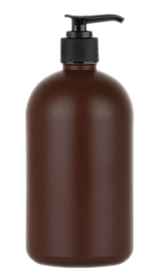 16 oz. Brown 28-410 HDPE Plastic Opaque Boston Rd Bottle-Lotion Pump
