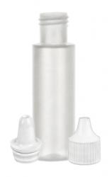 .5 oz. (1/2 oz) Natural 15-415 Cylinder Round LDPE Semi-Opaque Plastic Squeezable Bottle-Natural (Controlled) Dropper Plug .060 in. Orif-White Over Cap
