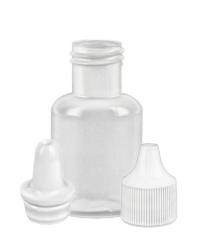 .33 oz. (1/3 oz) (10 cc) Natural 15-415 Boston Round Semi-Opaque LDPE Plastic Squeezable Bottle-White Dropper Plug .040 Orif-Over Cap