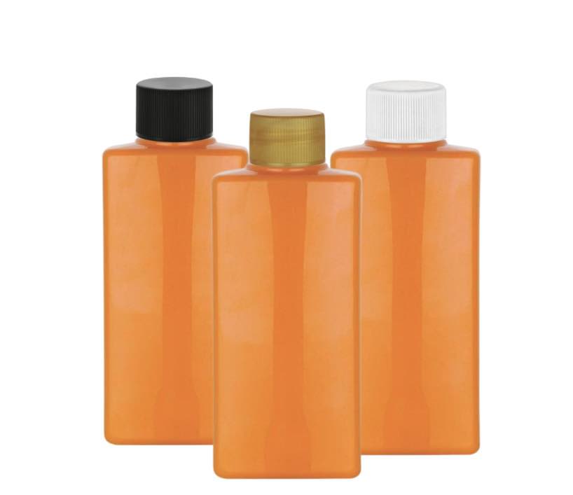 5 oz. Orange PET 24-410 Oblong Opaque Gloss Finish Plastic Bottle-CT Cap