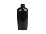 8 oz. Black Cosmo oval 24-410 plastic BPA free shiny opaque PET bottle.