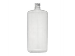 20 oz. Natural Flat Sided Oval 28-415 HDPE Semi-Opaque Squeezable Plastic Bottle-Label Panel-Brown Lotion Pump