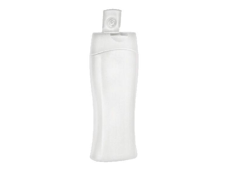13 oz. White Pinched Oval Squeezable 24MM HDPE Opaque Plastic Bottle w/ White Snap On Flip Top Cap