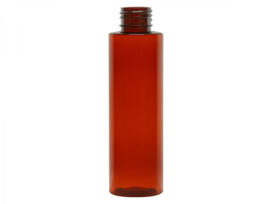 4 oz. Amber Dark Translucent 24-410 PET (BPA Free) PET Plastic Cylinder Round Bottle