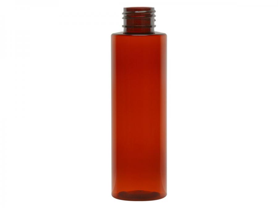 4 oz. Amber Dark Translucent 24-410 PET (BPA Free) PET Plastic Cylinder Round Bottle-Sprayer-Ext