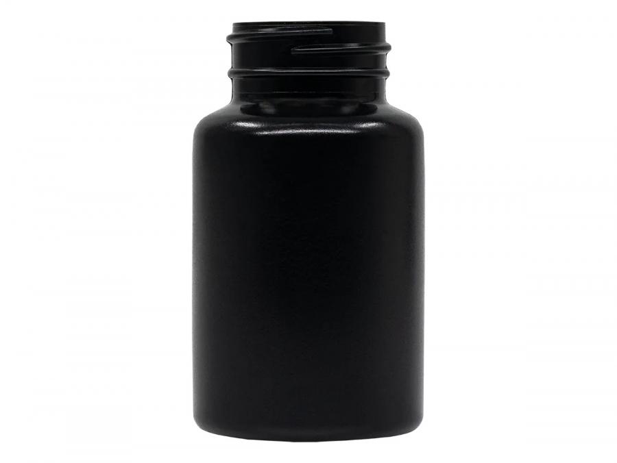 7.33 oz. Black 45-400 HDPE Round Plastic 220 cc Packer Bottle