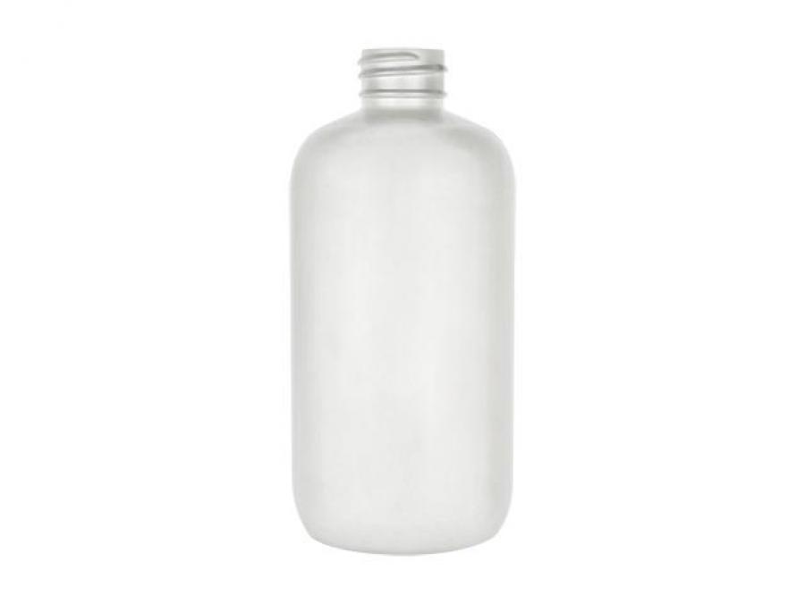 8 oz. Natural Boston Round 24-410 HDPE Semi-Opaque Squeezable Plastic Bottle-CT Cap