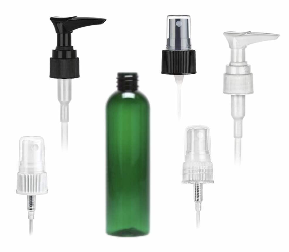 green plastic spray bottles