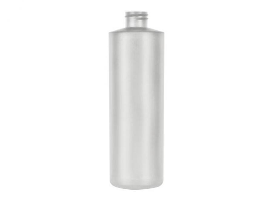 16 oz. Natural Cylinder Round 24-410 HDPE Semi-Opaque Flamed Plastic Bottle-FM Sprayer