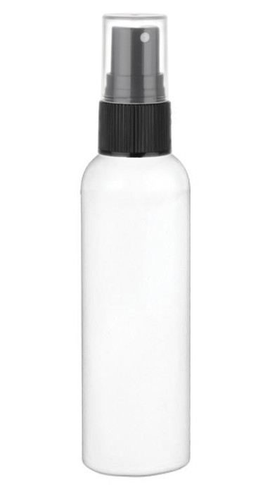3 oz. White Bullet Round 24-410 HDPE Opaque Plastic Bottle-White FM Sprayer