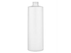 16 oz. White Cylinder Round HDPE 28-410 Opaque Plastic Bottle-CT Cap
