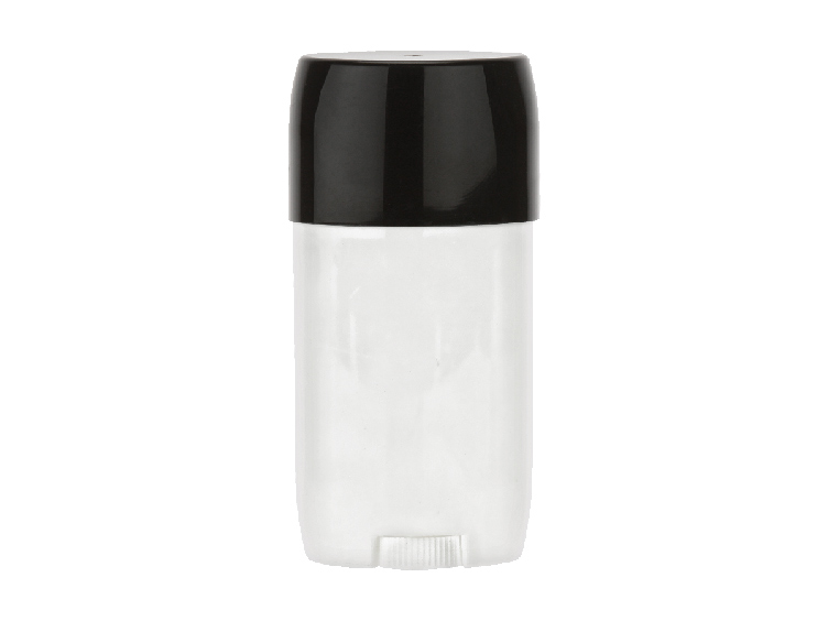 2 oz. White Oval Deodorant Twist-Up Style Opaque Other Plastic Bottle w/ White Plug & Black Over Cap