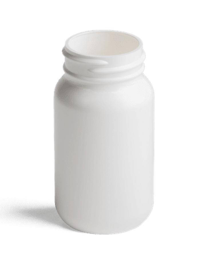 3.33 oz. (100 cc) White Packer 38-400 HDPE Round Plastic Bottle (DPG)