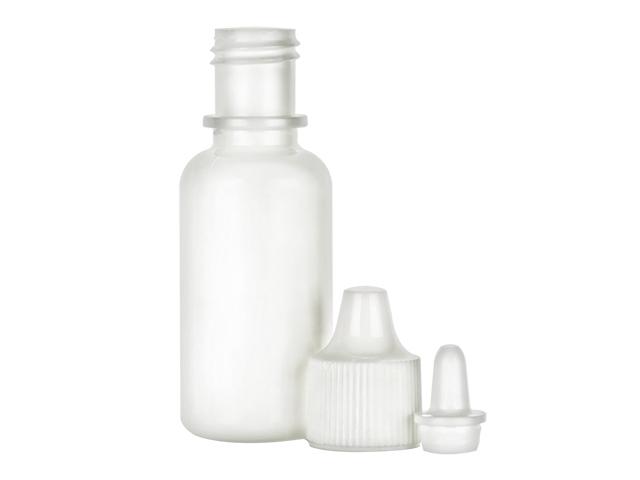 .5 oz. (1/2 oz) (15 cc) White 15-415 Boston Round LDPE Plastic Squeezable Bottle with Natural Dropper Plug & White Cap