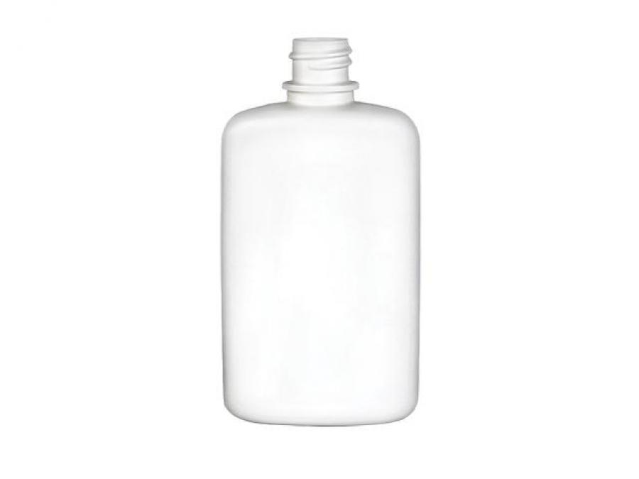 2 oz. White LDPE 18-410 Plastic Drug Oval Bottle-Natural Plug-White Cover Cap