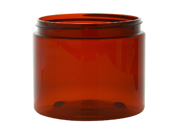 16 oz. Amber Dark PET 89-400 Plastic (BPA Free) Single Wall Jar w/ Colored Lids